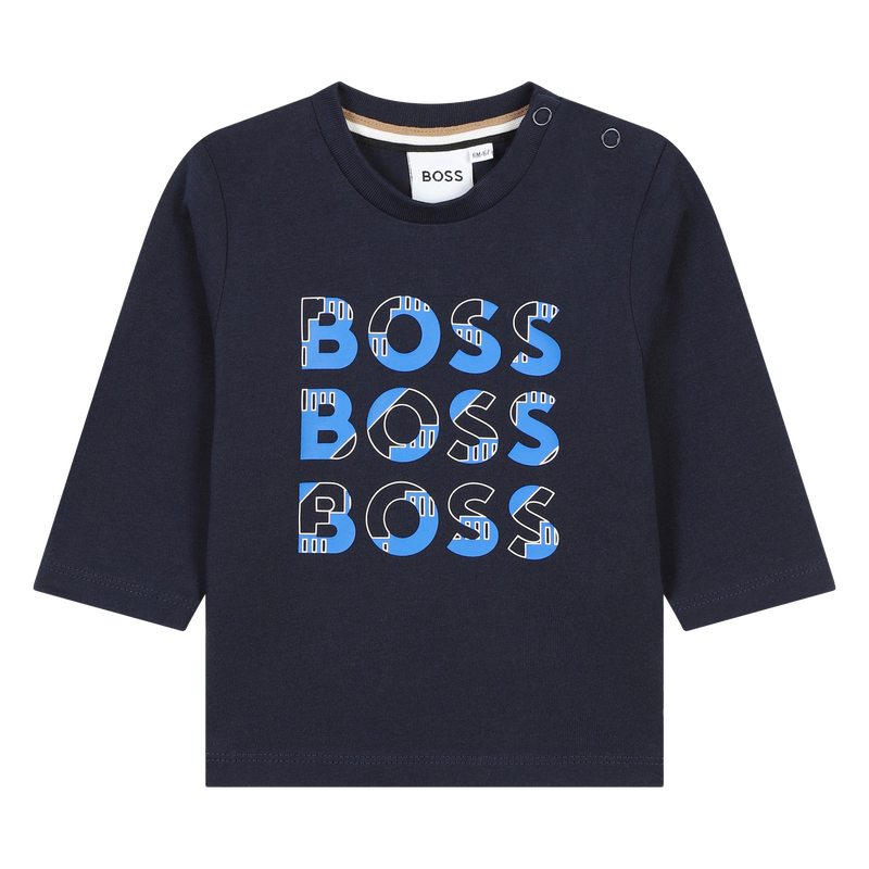 T-shirt algod&atilde;o com log&oacute;tipos BOSS 
                        BOY