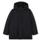 Parka comprida com capuz, PRETO, hi-res