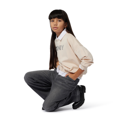 Camisa de popelina de algodão DKNY GIRL