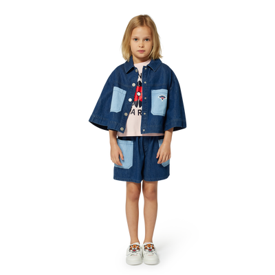 Bimaterial Printed T-Shirt KENZO KIDS GIRL