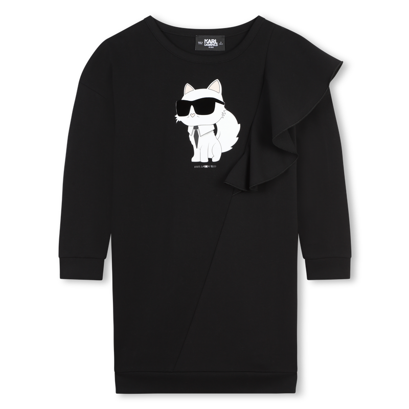 Vestido direito com folhos KARL LAGERFELD KIDS 
                        GIRL