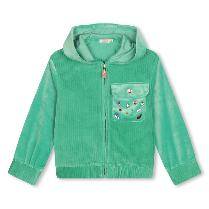 Cardig&atilde; em veludo com capuz BILLIEBLUSH 
                        GIRL