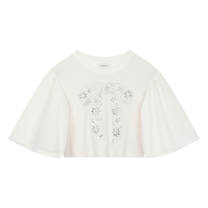 T-shirt com laço e strass