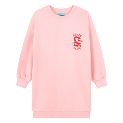 Vestido a direito com bordados KENZO KIDS GIRL