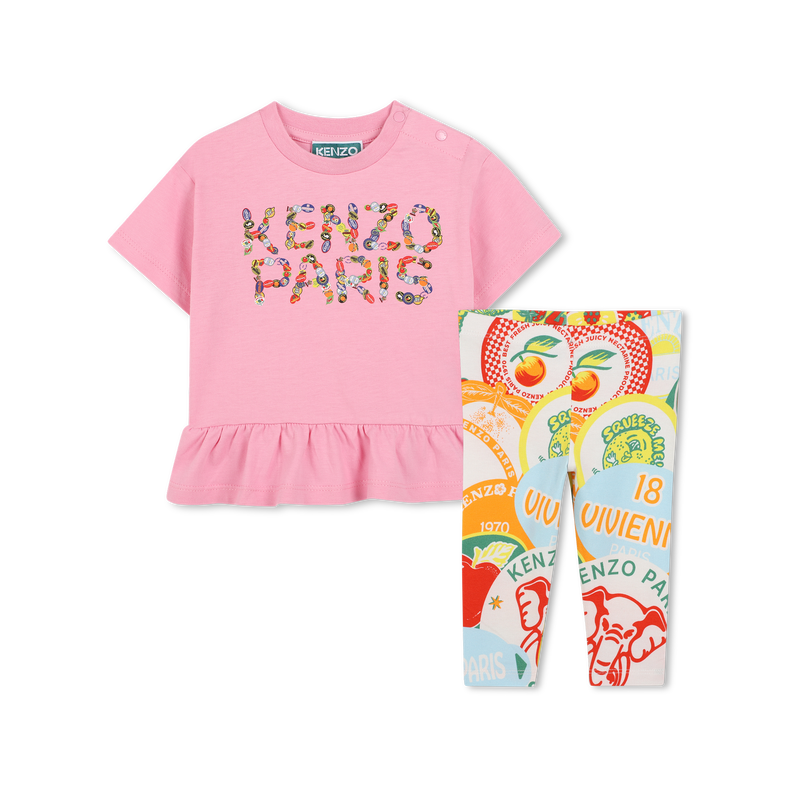 T-shirt e leggings de algod&atilde;o KENZO KIDS 
                        GIRL
