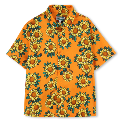 Camisa em cetim de algod&atilde;o KENZO KIDS BOY