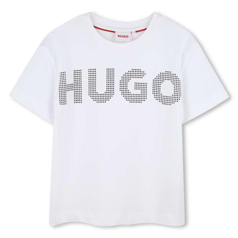 T-shirt algod&atilde;o com log&oacute;tipo HUGO 
                        GIRL