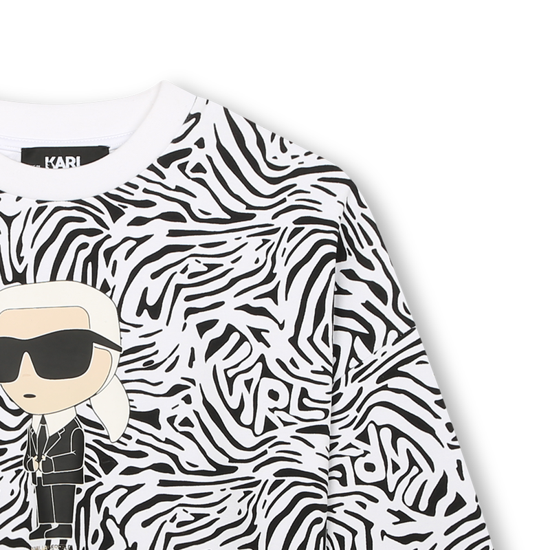 Sweatshirt com padrão de zebra KARL LAGERFELD KIDS 
                    GIRL