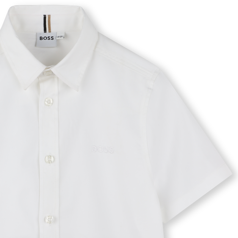 Camisa de algod&atilde;o lisa BOSS 
                        BOY