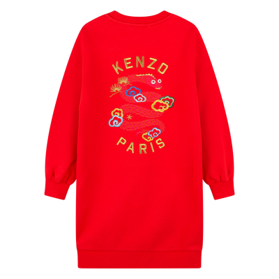 Vestido a direito com bordados KENZO KIDS GIRL