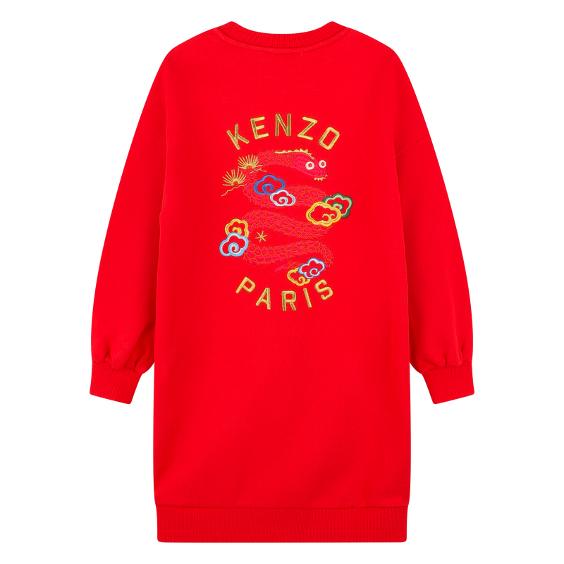 Vestido a direito com bordados KENZO KIDS 
                        GIRL