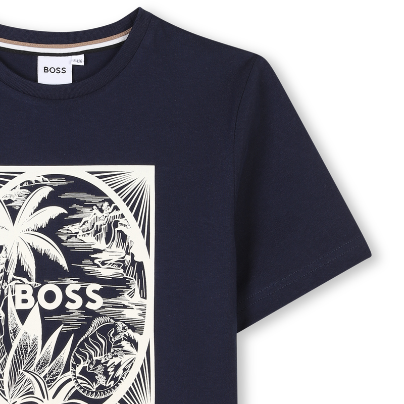 T-shirt manga curta em algod&atilde;o BOSS 
                        BOY