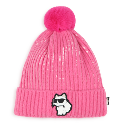 Gorro de malha com pompom KARL LAGERFELD KIDS GIRL