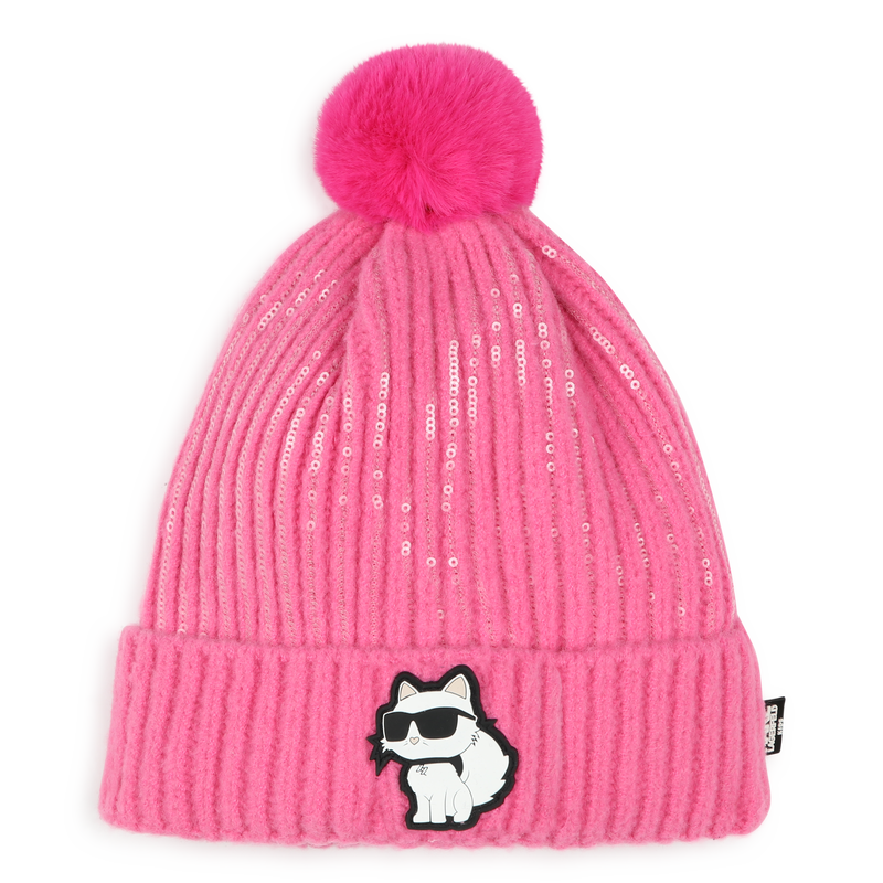 Gorro de malha com pompom KARL LAGERFELD KIDS 
                        GIRL