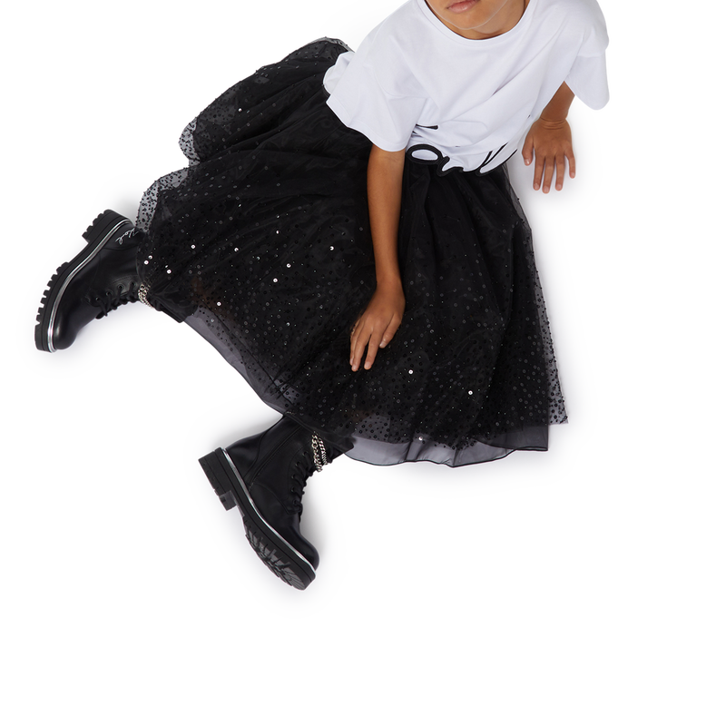 Saia de tule com lantejoulas KARL LAGERFELD KIDS 
                        GIRL