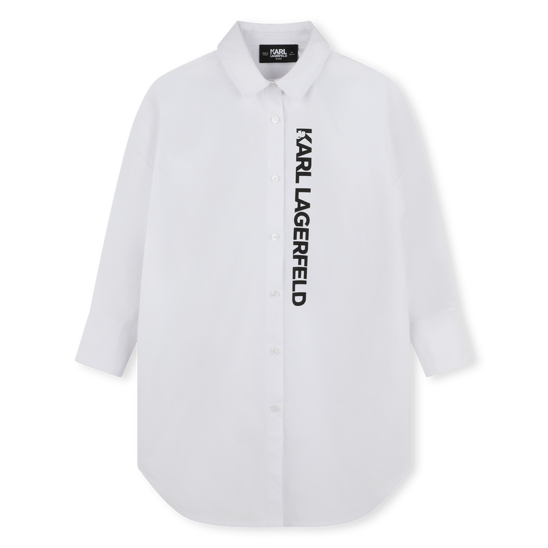 Vestido camisa em popelina KARL LAGERFELD KIDS 
                        GIRL