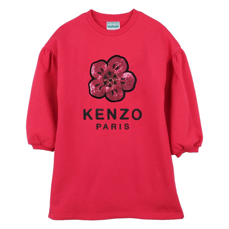 Vestido de moletom com manga bal&atilde;o KENZO KIDS 
                        GIRL