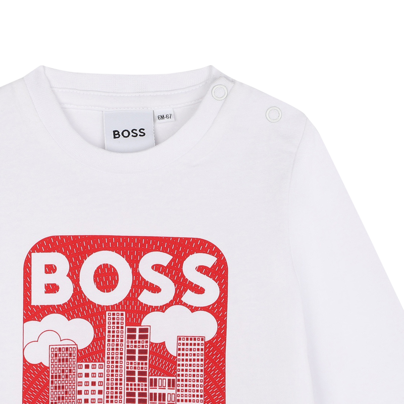 T-shirt algod&atilde;o com estampado BOSS 
                        BOY