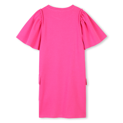 Vestido manga curta em algod&atilde;o KENZO KIDS GIRL