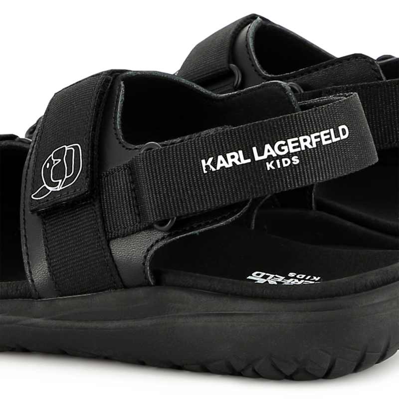 Sand&aacute;lias de couro com velcro KARL LAGERFELD KIDS 
                        BOY