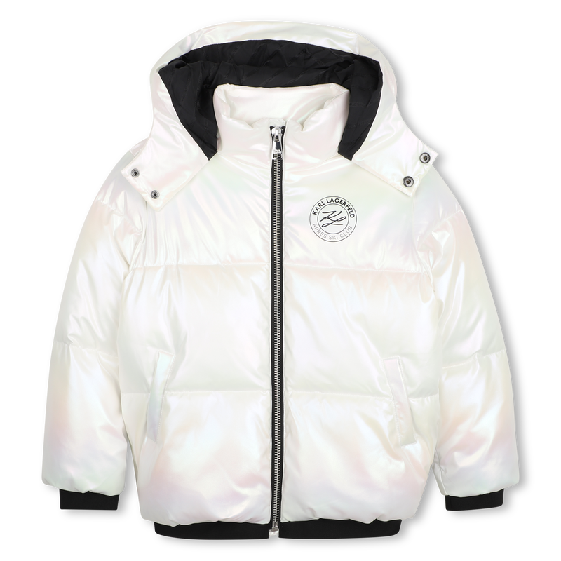 Casaco acolchoado com capuz KARL LAGERFELD KIDS 
                        GIRL