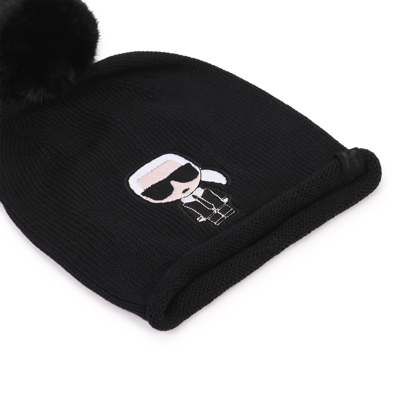 Gorro com pompom KARL LAGERFELD KIDS 
                        GIRL