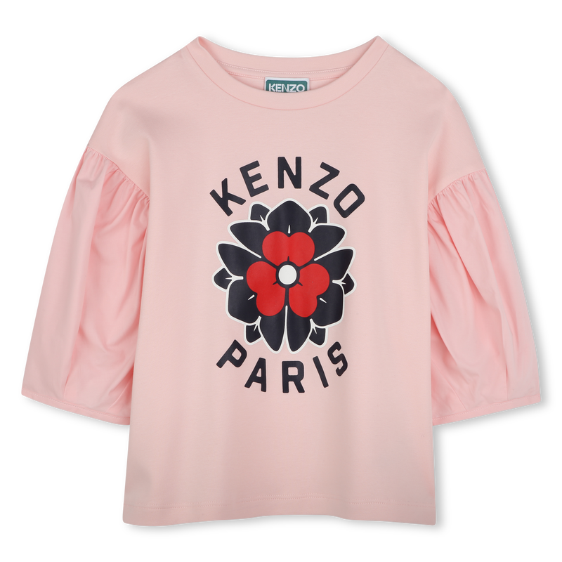 T-shirt bi-mat&eacute;ria estampada KENZO KIDS 
                        GIRL