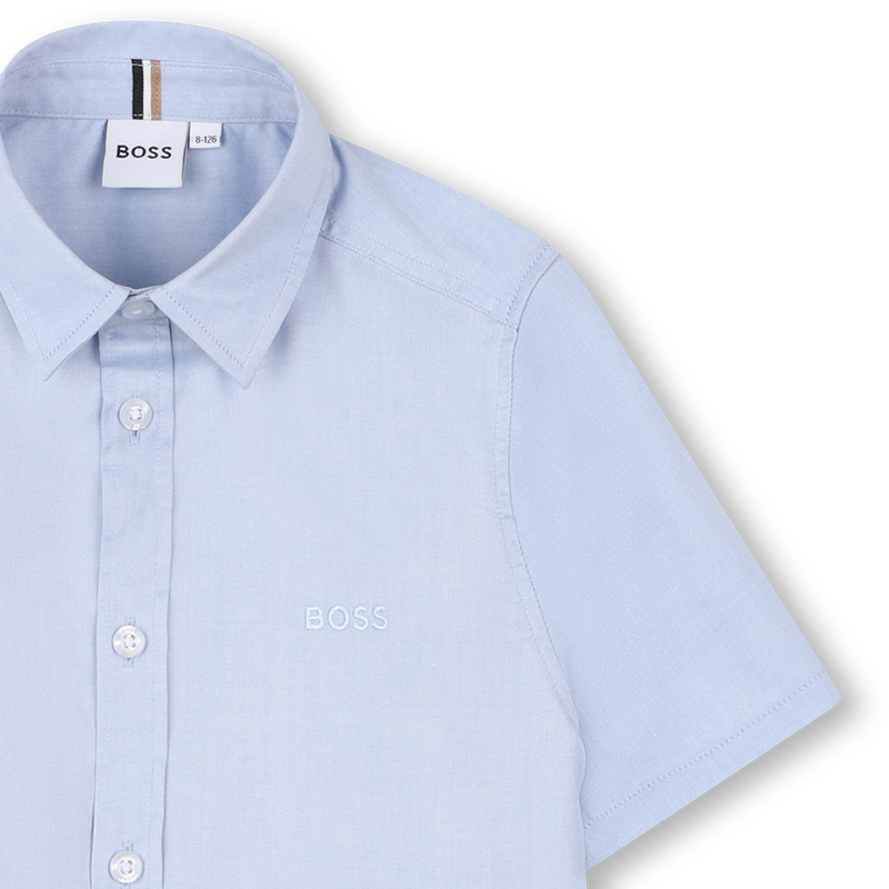 Camisa de algod&atilde;o lisa BOSS 
                        BOY