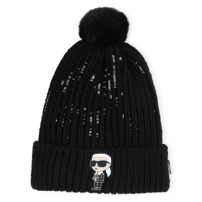 Gorro de malha com pompom KARL LAGERFELD KIDS GIRL