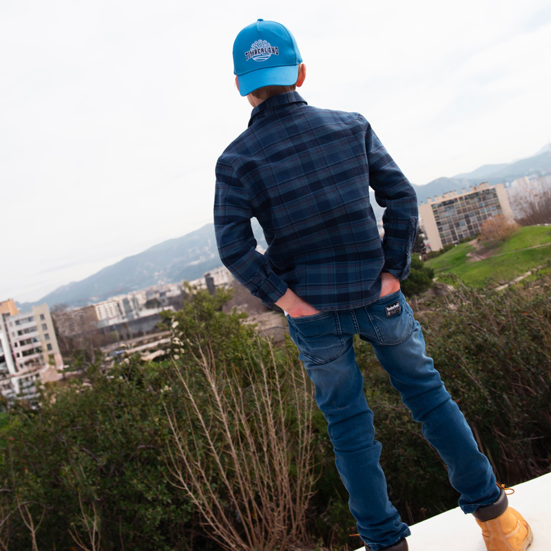 Checked Cotton Shirt Jacket TIMBERLAND 
                    BOY