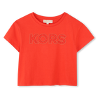 T-shirt "cropped" de algod&atilde;o MICHAEL KORS 
                    GIRL