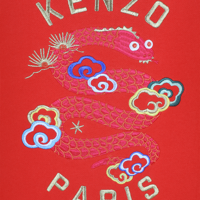 Vestido a direito com bordados KENZO KIDS 
                        GIRL
