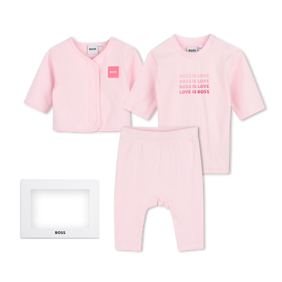 Conjunto de cal&ccedil;a, cardig&atilde; e camiseta BOSS MENINA