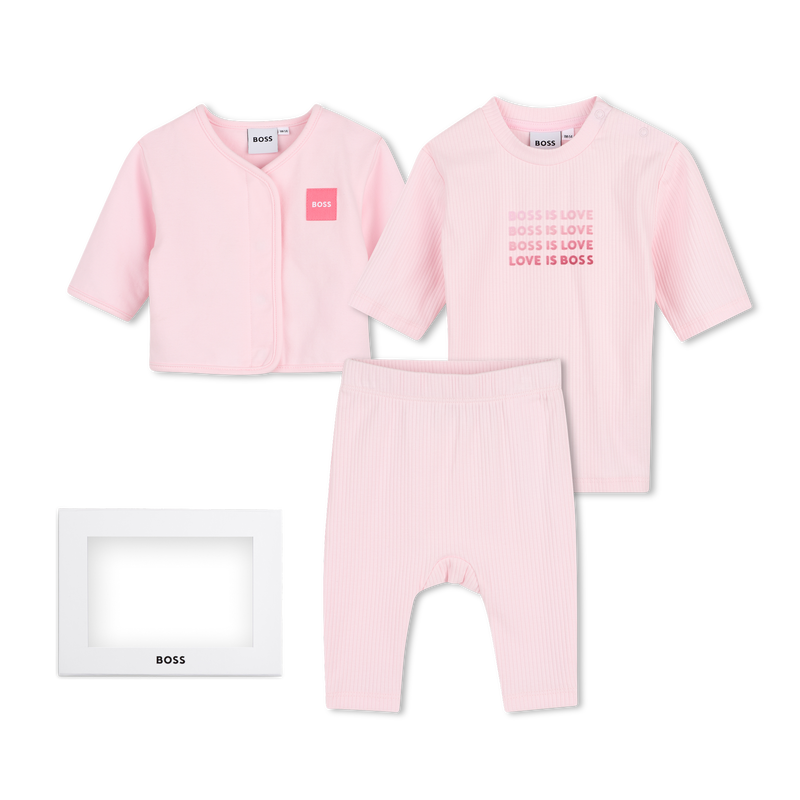 Conjunto de cal&ccedil;a, cardig&atilde; e camiseta BOSS 
                        MENINA