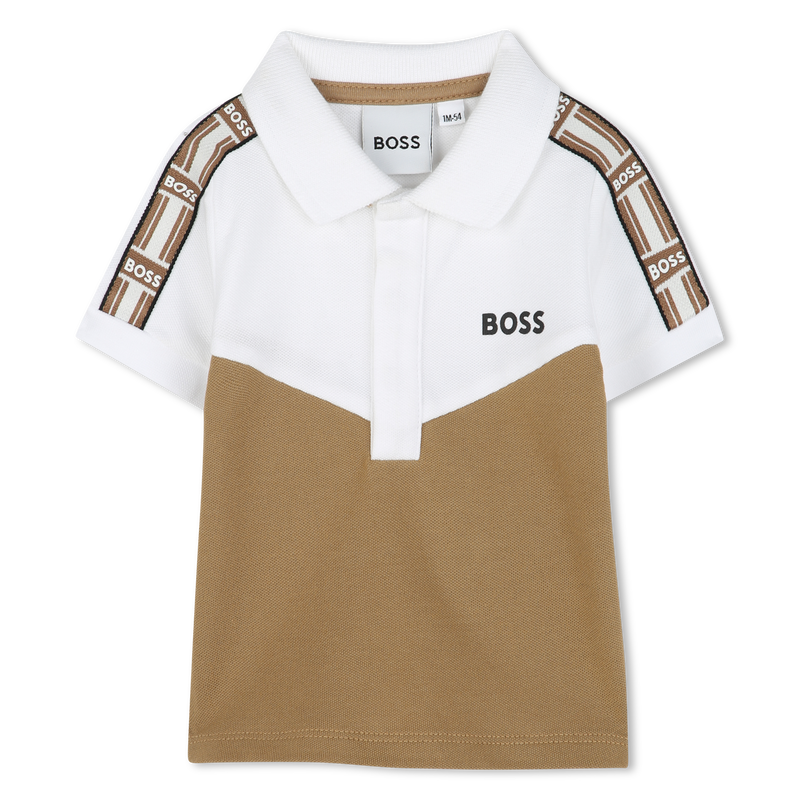 Polo com tran&ccedil;as nas mangas BOSS 
                        BOY