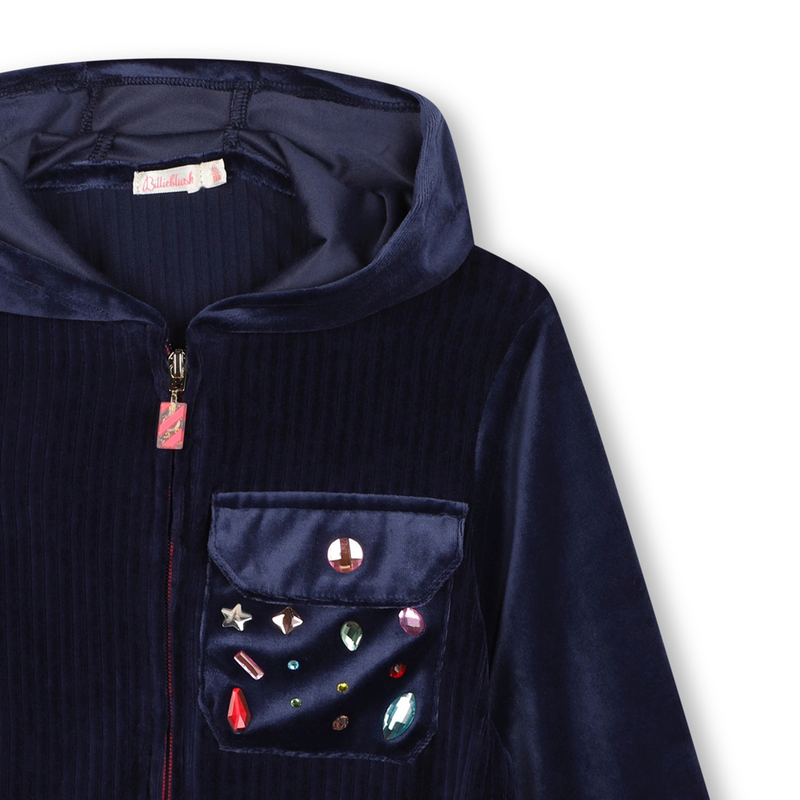 Cardig&atilde; em veludo com capuz BILLIEBLUSH 
                        GIRL