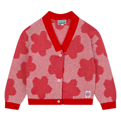 Cardig&atilde; com flores e bot&otilde;es KENZO KIDS GIRL