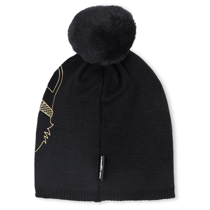 Gorro de malha com pompom KARL LAGERFELD KIDS 
                        GIRL