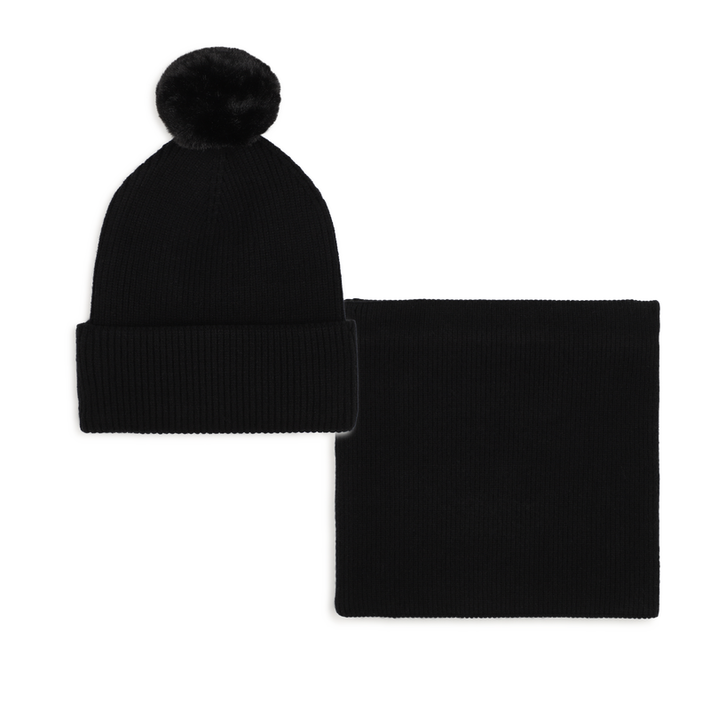 Conjunto de touca e bufanda KARL LAGERFELD KIDS 
                        MENINA