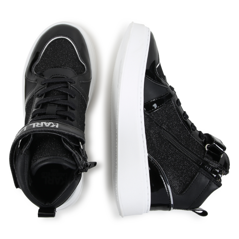 Sapatilhas cano alto em pele KARL LAGERFELD KIDS 
                        GIRL