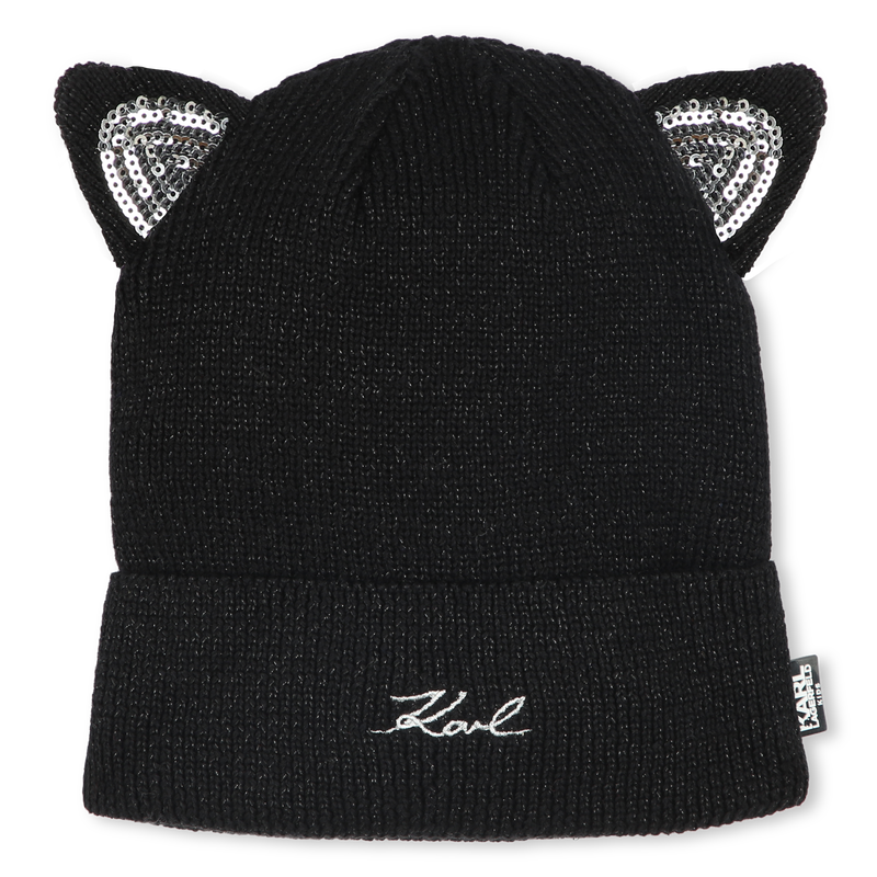 Gorro de malha com lantejoulas KARL LAGERFELD KIDS 
                        GIRL