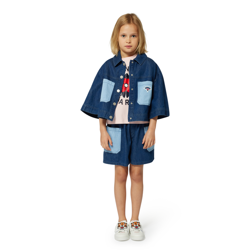 T-shirt bi-mat&eacute;ria estampada KENZO KIDS 
                        GIRL