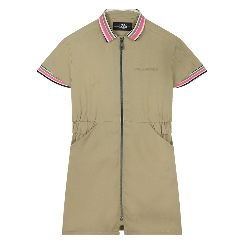 Vestido com fecho e gola polo KARL LAGERFELD KIDS 
                    GIRL