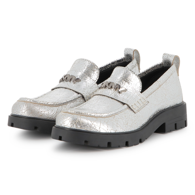 Mocassins de couro bovino metálico DKNY GIRL