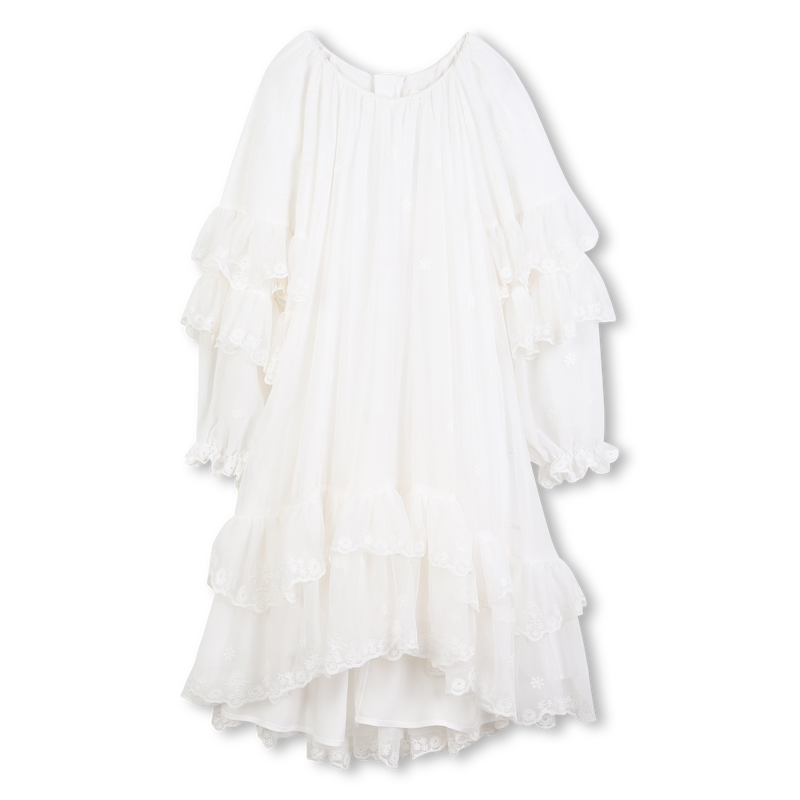 Vestido maxi com folhos e bordados CHLOE 
                    GIRL