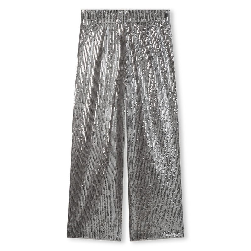 Calças embelezadas com lantejoulas prateadas DKNY 
                    GIRL