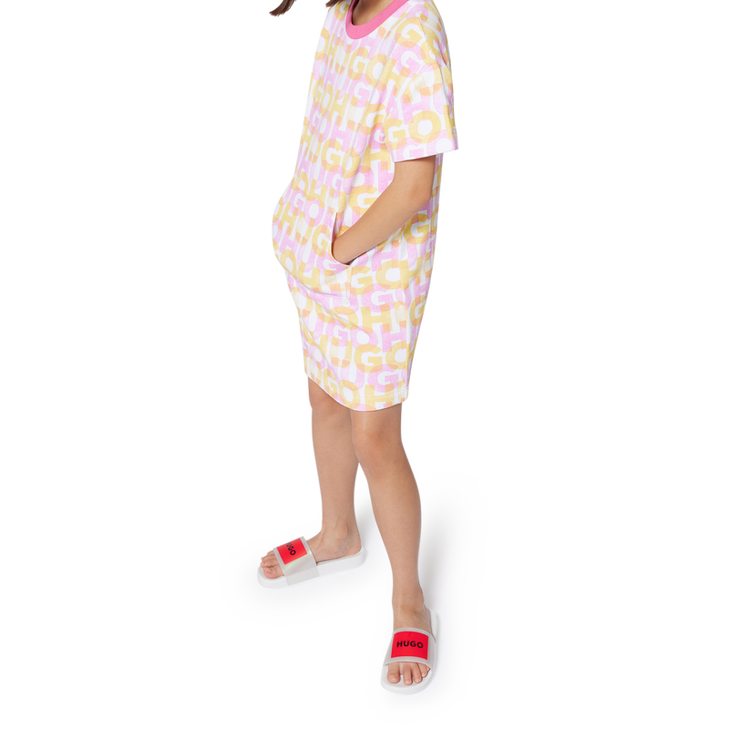 Vestido estampado em molet&atilde;o HUGO 
                        GIRL