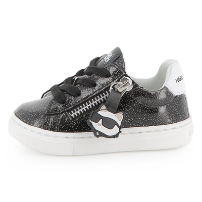 Tênis de couro de cano baixo KARL LAGERFELD KIDS GIRL