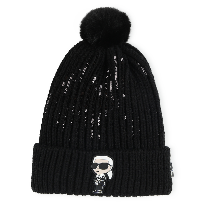 Gorro de malha com pompom KARL LAGERFELD KIDS 
                        GIRL
