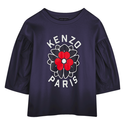 Bimaterial Printed T-Shirt KENZO KIDS GIRL